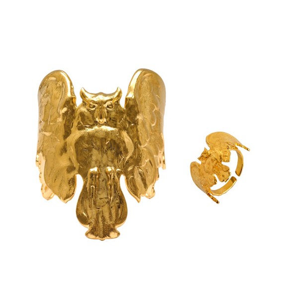 Accueil Bijoux Parure Hibou (Bague + Bracelet) Dorée Accueil Bijoux Parure Hibou (Bague + Bracelet) Dorée