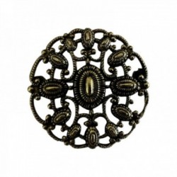 BROCHE ROND DORE VIF PATINE