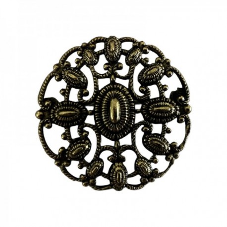 BROCHE ROND DORE VIF PATINE