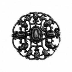BROCHE ROND ARGENT VIF PATINE