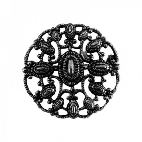 BROCHE ROND ARGENT VIF PATINE