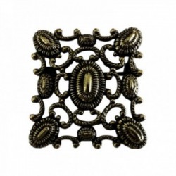 BROCHE CARRE DORE VIF PATINE