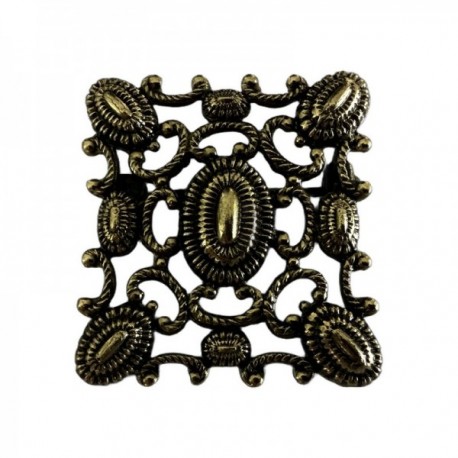 BROCHE CARRE DORE VIF PATINE