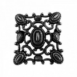 BROCHE CARRE ARGENT VIF PATINE
