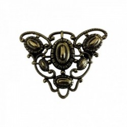BROCHE TRIANGLE AJOURE DORE VIF PATINE