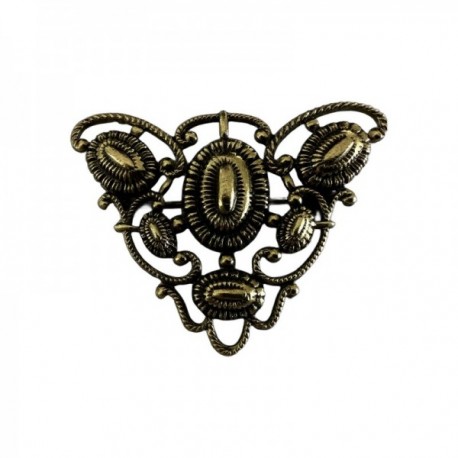 BROCHE TRIANGLE AJOURE DORE VIF PATINE