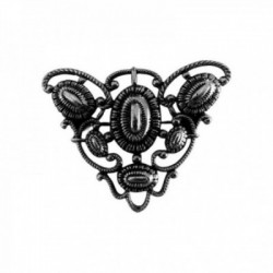BROCHE TRIANGLE AJOURE ARGENT VIF PATINE