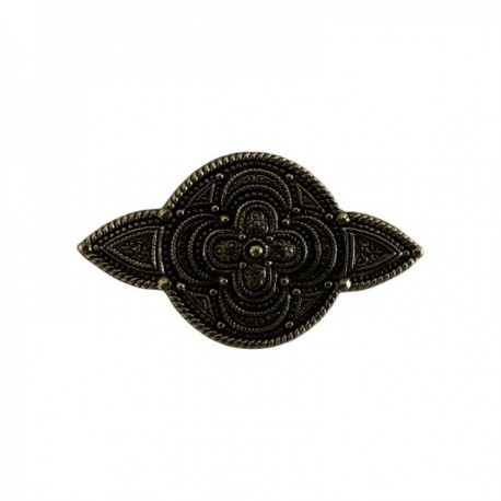 BROCHE ROND ET 2 TRIANGLES DORE VIF PATINE