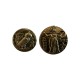 BOUCLE D OREILLE PUCE ATHENA ET 1 CHOUETTE DORE VIF PATINE