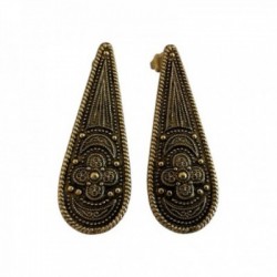 BOUCLE D OREILLE PUCE GOUTTE DORE VIF PATINE