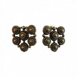 BOUCLE D OREILLE PUCE 6 RONDS DORE VIF PATINE