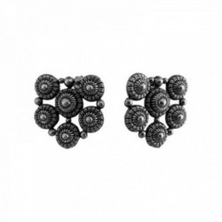 BOUCLE DOREILLE PUCE 6 RONDS ARGENT VIF PATINE