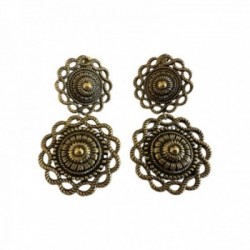 BOUCLE D OREILLE PUCE ROSACE PETITE ROSACE GRANDE DORE VIF PATINE
