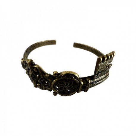 BRACELET JONC GRANDE CLEF DORE VIF PATINE