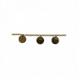 BRACELET CHAINE MEDAILLE EGYPT ROMA COLOMBE DORE VIF PATINE