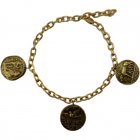 OLD GOLD EGYPT ROMA DOVE MEDAL BRACELET