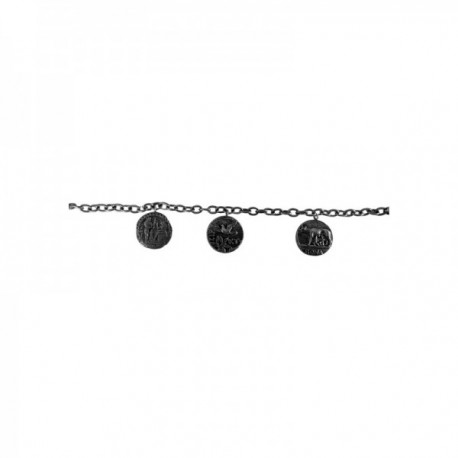BRACELET CHAINE MEDAILLE EGYPT ROMA COLOMBE ARGENT VIF PATINE