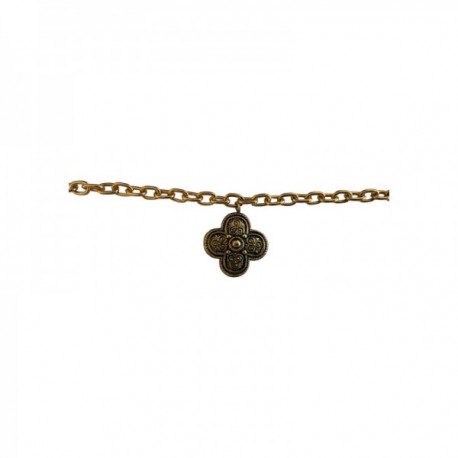 BRACELET CHAINE CROIX DORE VIF PATINE