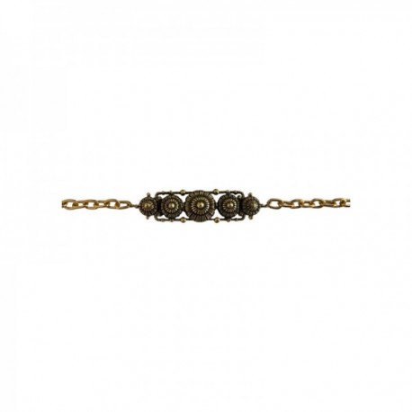 BRACELET CHAINE 5 RONDS DORE VIF PATINE