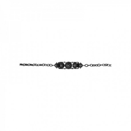 BRACELET CHAINE 5 RONDS ARGENT VIF PATINE