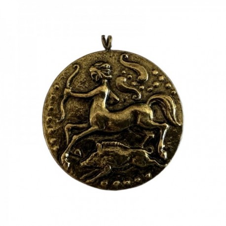 CHARM MEDAILLE CENTAURE  DORE VIF PATINE
