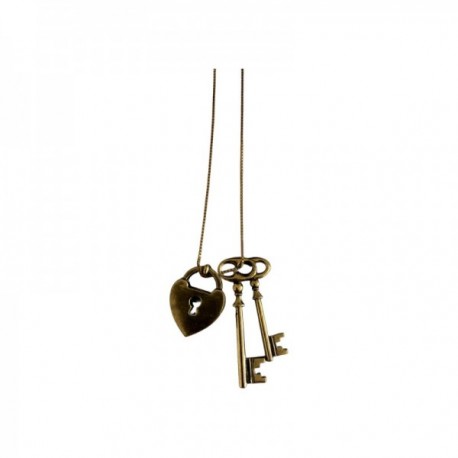OLD GOLD LOCK AND KEY NECKLACE