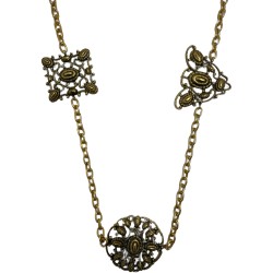 OLD GOLD ROUND SQUARE TRIANGLE NECKLACE