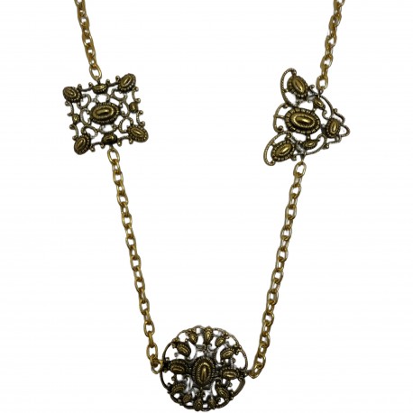 OLD GOLD ROUND SQUARE TRIANGLE NECKLACE