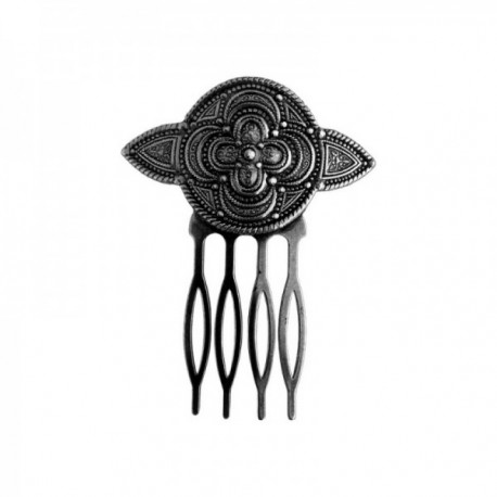 OLD SILVER ROUND AND 2 TRIANGLE COMB