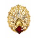 Broche Coquille Filigranée Dorée Diamant Rubis  Dorée