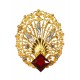 Broche Coquille Filigranée Dorée Diamant Rubis  Dorée