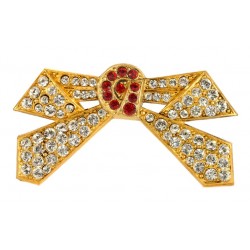 Broche Noeud De Papillion Strass Dorée