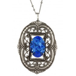 Silvery Oval Filigree Pendant