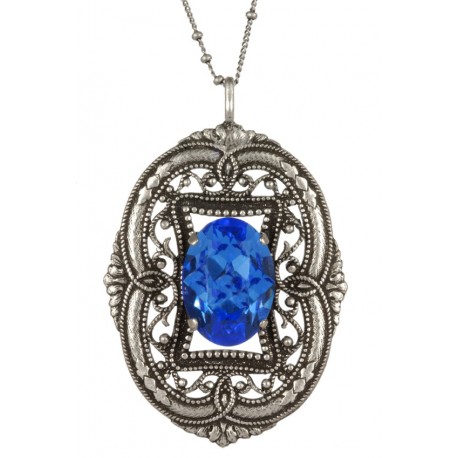 Silvery Oval Filigree Pendant