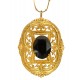 Golden Oval Filigree Pendant