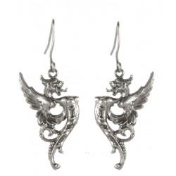 Boucles d'oreilles dragon argentées