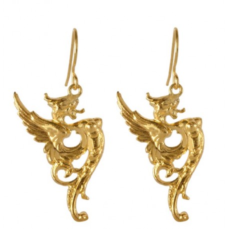 Boucles d'Oreilles Dragon Dorées