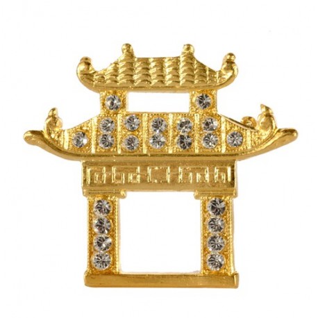 Broche Pagode Chinoise Dorée