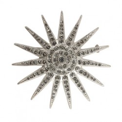 Silvery Commander Star WITH WHITE STRASSBrooch