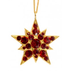 Gold plated red Strass Swarovski star pendant