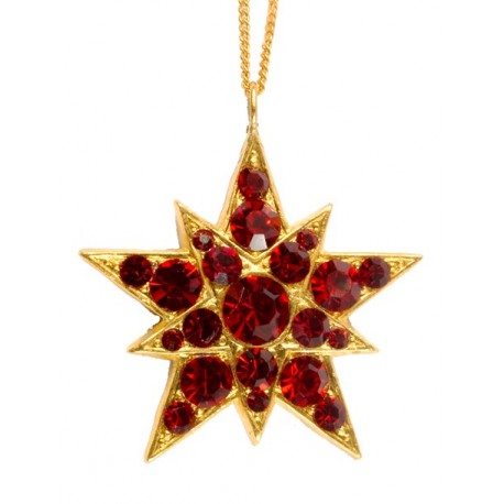 Pendentif Etoile Strass Rouge