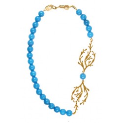 Necklace Gold Algas Blue Jade stones