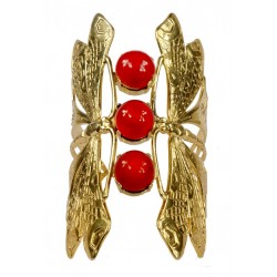 2 Gold plated Dragonflies and 3 Red gorgons Bracelet