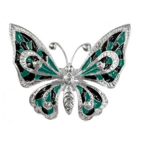 Bague Papillon Grand Argenté et Lacqué