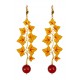 Boucles d'oreilles feuilles dorés et lacqués jaune rouge