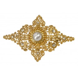 Golden Diamond Shaped Filigree Brooch