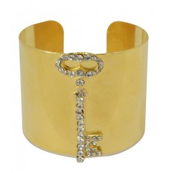 gold plated key with strass bracelet