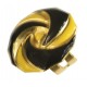 Bague ronde petite doré lacqué jaune et noir taille ajustable