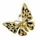 Bague Papillon grand doré lacqué blanc et noir taille ajustable