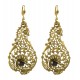 Boucles d'oreilles filigranes poires vieil or crystal Swarovski noir